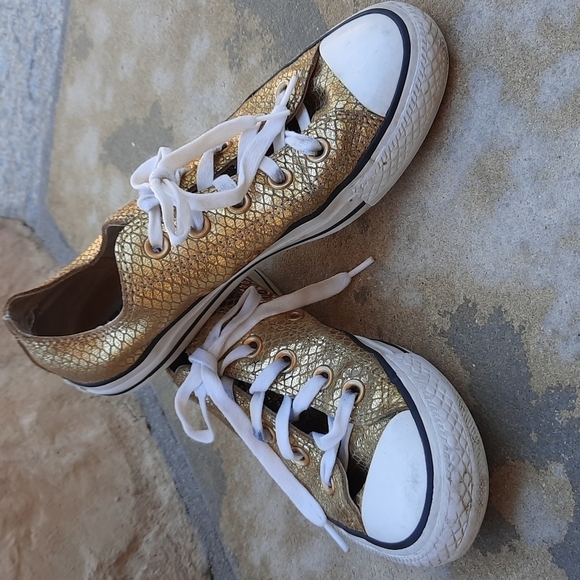 Converse All Star 5.5 metallic gold snakeskin shoes - Picture 1 of 10